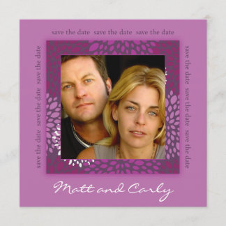 Contemporary Petals Purple Save Date Photo Invite