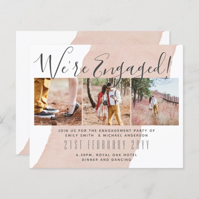 Contemporary PHOTO Engagement Party Invitations (Front/Back)