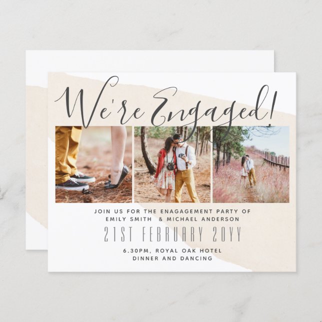 Contemporary PHOTO Engagement Party Invitations (Front/Back)