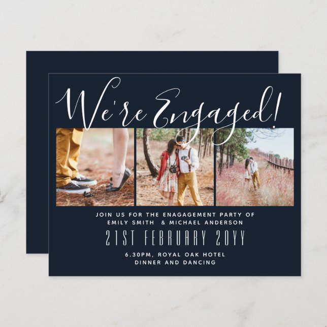 Contemporary PHOTO Engagement Party Invitations (Front/Back)