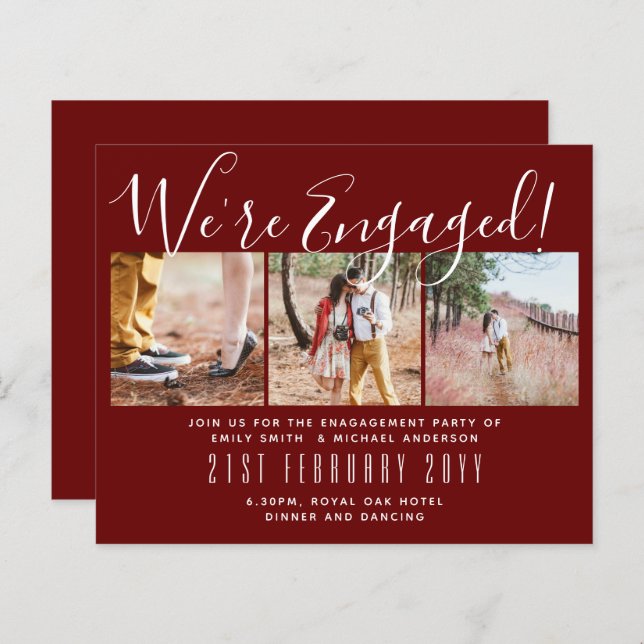 Contemporary PHOTO Engagement Party Invitations (Front/Back)