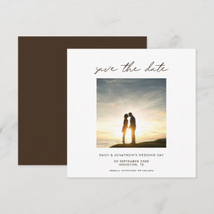 Contemporary Photo Modern script Brown Save The Date