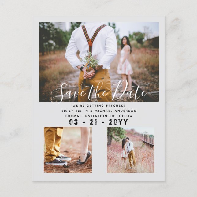 Contemporary Photo Save Dates Engagement  Flyer (Front)