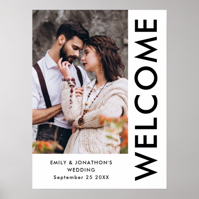 Contemporary Photo Welcome Names Wedding Poster (Front)