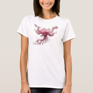 Contemporary Pink Abstract Ribbons Creative Print T-Shirt