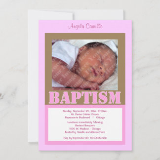 Contemporary Pink Baptism Invitation For Baby Girl