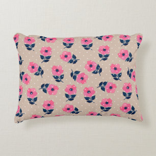 Contemporary Pink Beige Floral Pattern Decorative Cushion