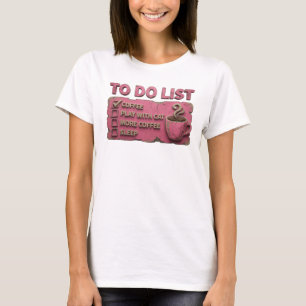 Contemporary Pink COFFEE PLAY WITH CAT T-Shirt