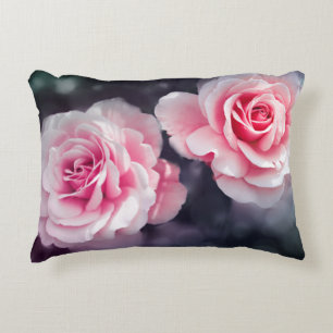 Contemporary Pink Roses Floral Photo Decorative Cushion