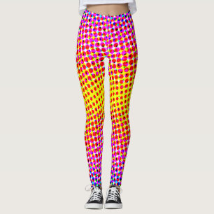 Contemporary Pink Yellow Gradient Pixelate Dots Leggings