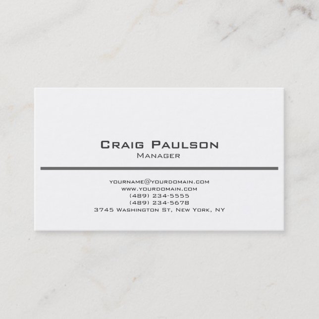 Contemporary Plain Black White Business Card (Front)