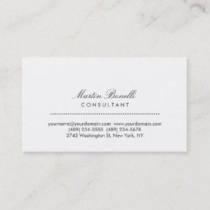 Contemporary Plain White Consultant Business Card