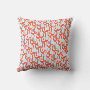 Contemporary Pop Wiggle Abstract Pattern Ice Blue Cushion