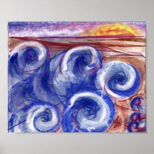 Contemporary print jewel tone seascape Europe