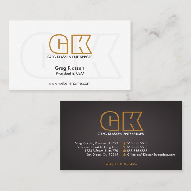 Contemporary Professional Monogram Business Card (Front/Back)