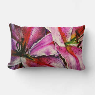 contemporary rainbow colored abstract flower lumbar cushion