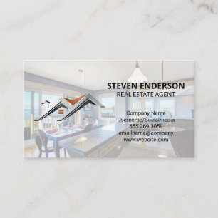 Contemporary Real Estate Logo Modern Kitchen Business Card