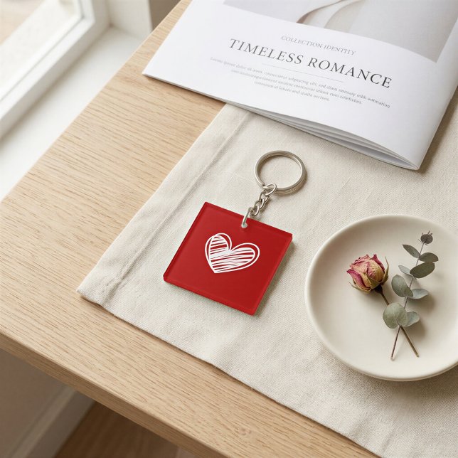Contemporary Red Heart Acrylic Keychain (Creator Uploaded)