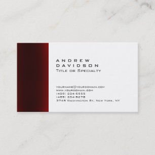 Contemporary Red White Plain Stylish Business Card