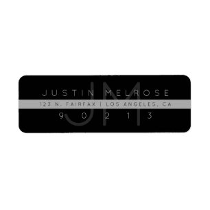 Contemporary Return Address Label   Black & Grey