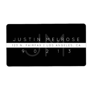 Contemporary Return Address Label   Black & White