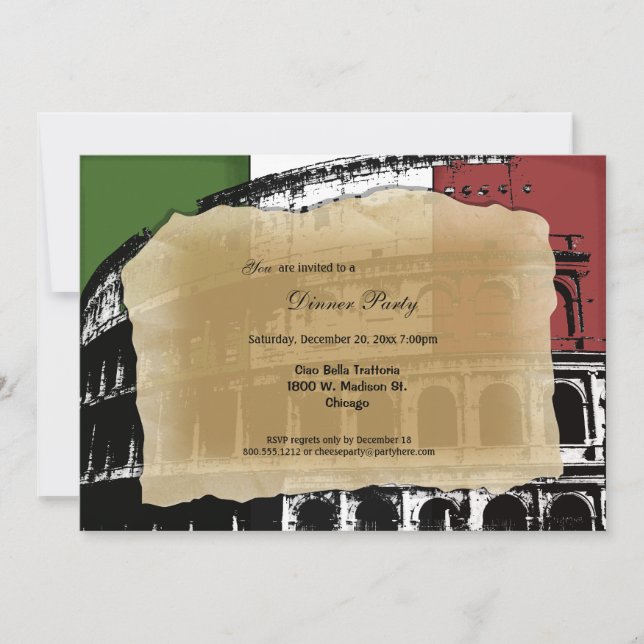 Contemporary Roman Coliseum Dinner Party Invite (Front)