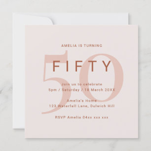 Contemporary Rose 50th Birthday Party Invitation