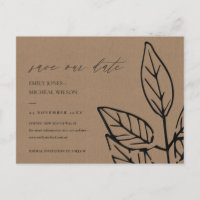 CONTEMPORARY RUST BROWN LEAVES SAVE THE DATE