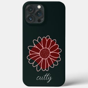 Contemporary Rustic Dark Green Sunflower  iPhone 13 Pro Max Case