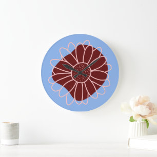 Contemporary Rustic Sunflower Large Clock
