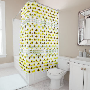 Contemporary Rustic Sunflower Pattern Shower Curtain
