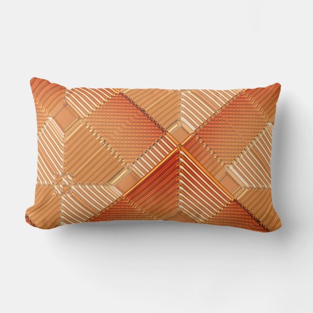 Contemporary Rusty Orange Geometrics  Lumbar Cushion (Front)