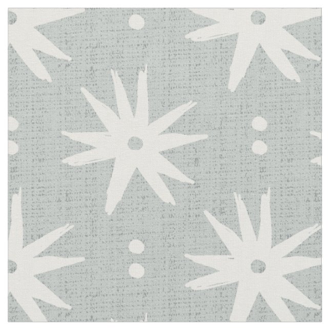 Contemporary sage blue pagan stars geometric fabric (Close Up)