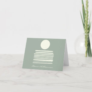 Contemporary Sage Green Abstract Art Personalised Note Card
