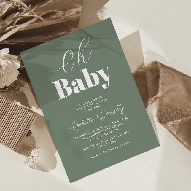 Contemporary Sage Green Baby Shower Invitation (Creator Uploaded)