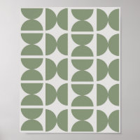 Contemporary Sage Green Retro Half Moon 70s 