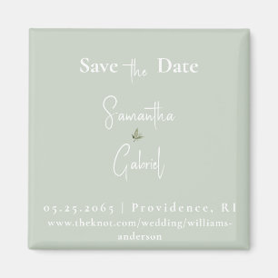Contemporary Sage Wedding Save the Date Magnet