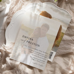 Contemporary Script Modern two Photo QR CODE    Invitation