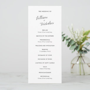 Contemporary Script Modern Wedding Programme