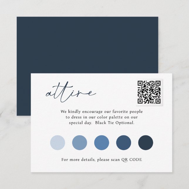 Contemporary Script  QR Code Wedding ATTIRE  Enclosure Card (Front/Back)