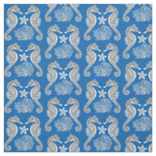 Contemporary Sea Life Seahorse Fabric