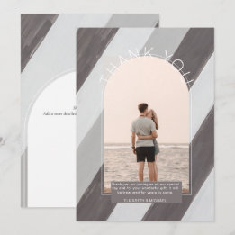 Contemporary Shades Grey Striped PHOTO THANK YOU Card