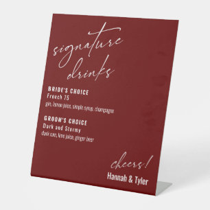 Contemporary Signature Drinks Burgundy Pedestal Sign
