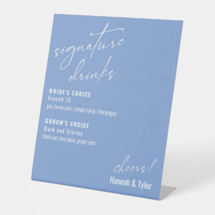 Contemporary Signature Drinks Periwinkle Blue Pedestal Sign