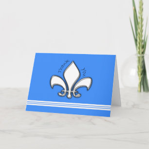 Contemporary Silver Fleur de Lis Thank You Card