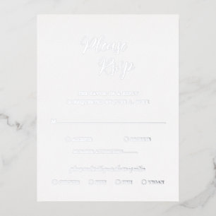 Contemporary Silver Foil Modern Wedding RSVP Card