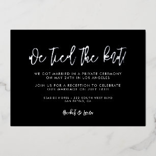 Contemporary silver foil We tied the knot card