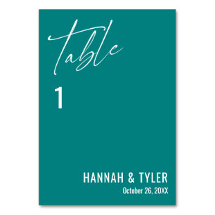 Contemporary Simple Elegant Teal Table Number