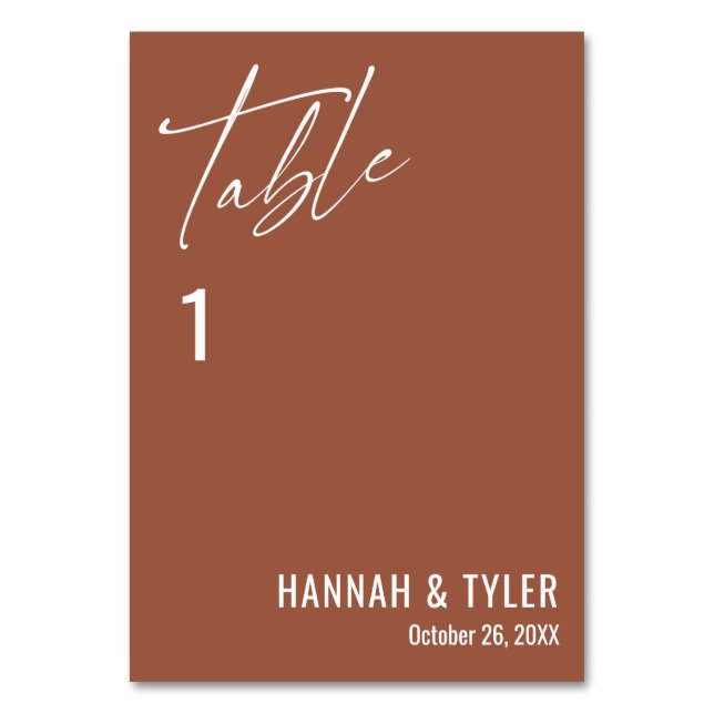 Contemporary Simple Elegant Terracotta  Table Number (Front)