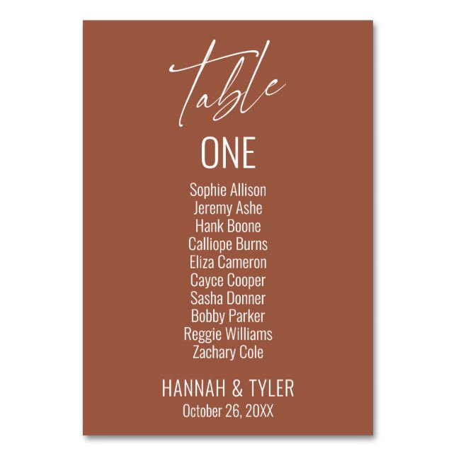 Contemporary Simple Elegant Terracotta  Table Number (Front)